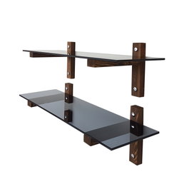 Hanah Home R202 Estantería de Pared 85x25x25 cm Vidrio Templado y Pino Color Nogal y Fume